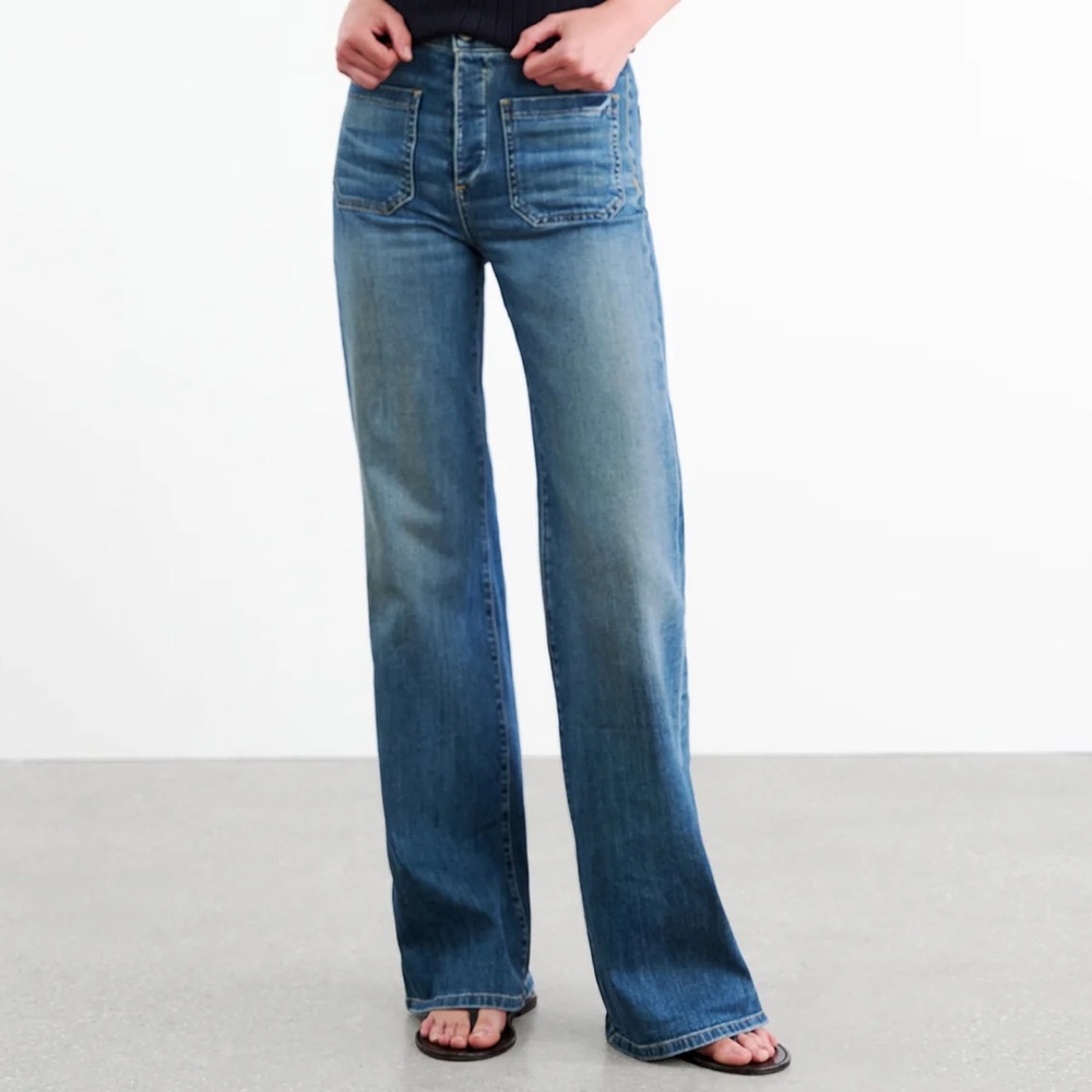 NILI LOTAN Florence High-Rise Flare Jean – Dark Wash – Size 27